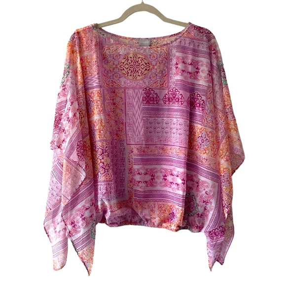 Chico's Tops - Chico’s Blouse Poncho Tank Pink Orange Size 12 14